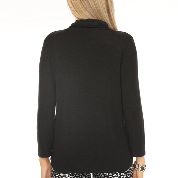 Black Turtle Neck Cozy Sweater Top - Picture 9 of 11